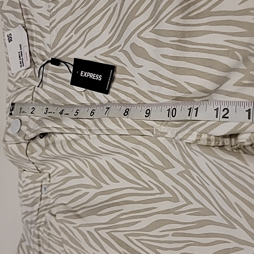 Express Animal Print Super High Rise Slim Ankle Jeans White Gray 10 Slim Stretch - Picture 12 of 16